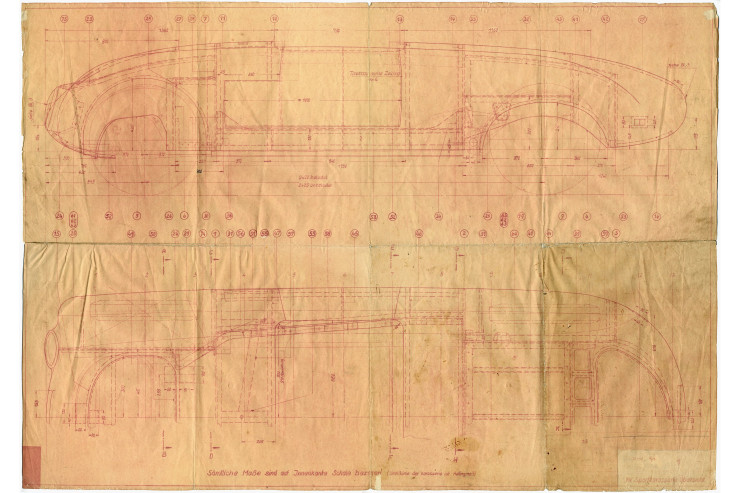 Konstruktionsplan für Denzel-Sportwagen