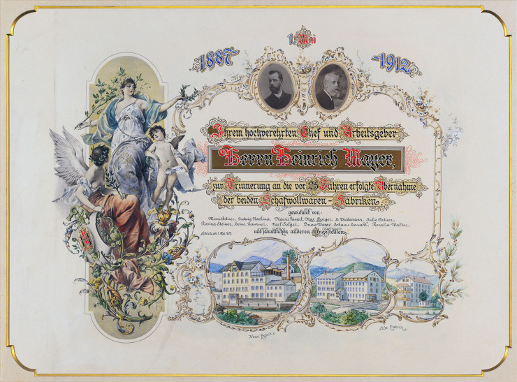 Jubiläumsbild der Schrunser Lodenfabrik